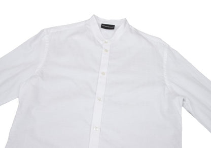 EMPORIO ARMANI Cotton Stripe Band Collar Shirt White Size S
