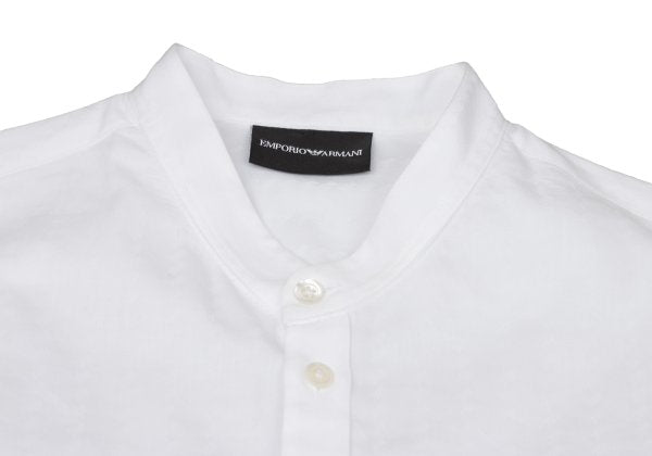 EMPORIO ARMANI Cotton Stripe Band Collar Shirt White Size S