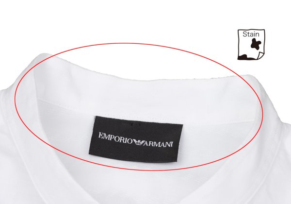 EMPORIO ARMANI Cotton Stripe Band Collar Shirt White Size S