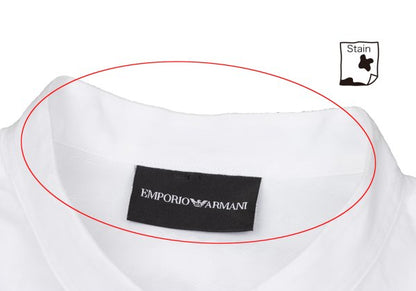 EMPORIO ARMANI Cotton Stripe Band Collar Shirt White Size S