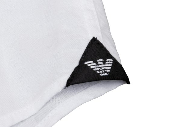 EMPORIO ARMANI Cotton Stripe Band Collar Shirt White Size S