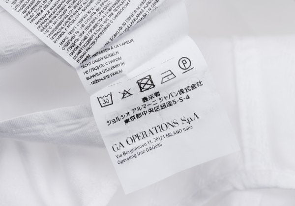 EMPORIO ARMANI Cotton Stripe Band Collar Shirt White Size S