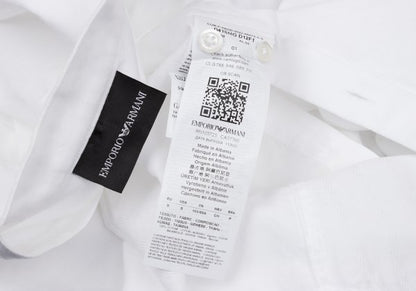EMPORIO ARMANI Cotton Stripe Band Collar Shirt White Size S