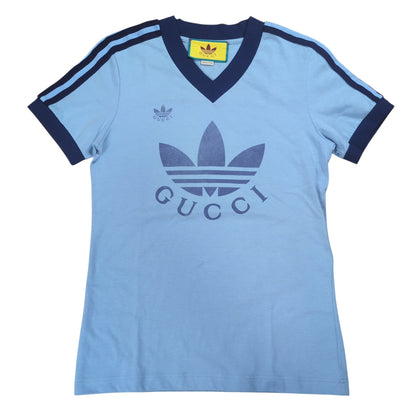 Gucci x adidas Trefoil Logo T-Shirt Blue Size S
