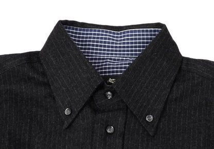 ETRO Wool Stripe Flap Pocket Shirt Charcoal Size 39