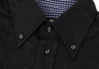 ETRO Wool Stripe Flap Pocket Shirt Charcoal Size 39