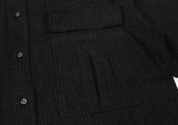 ETRO Wool Stripe Flap Pocket Shirt Charcoal Size 39