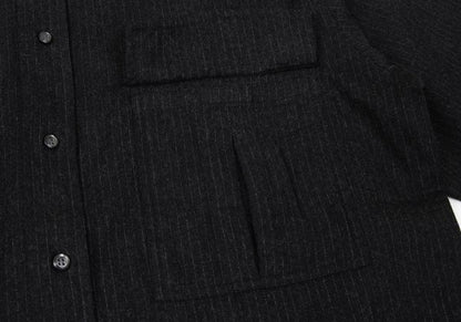 ETRO Wool Stripe Flap Pocket Shirt Charcoal Size 39