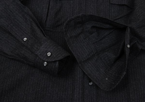 ETRO Wool Stripe Flap Pocket Shirt Charcoal Size 39