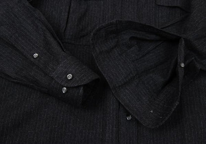 ETRO Wool Stripe Flap Pocket Shirt Charcoal Size 39