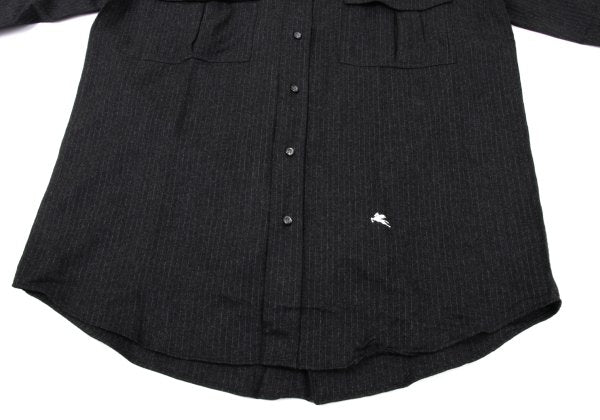 ETRO Wool Stripe Flap Pocket Shirt Charcoal Size 39
