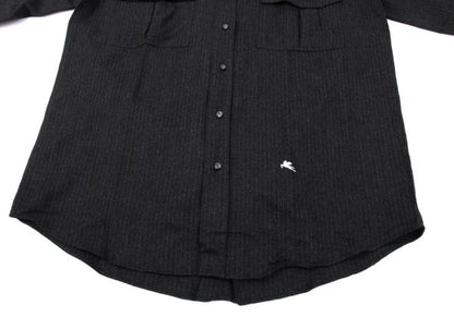 ETRO Wool Stripe Flap Pocket Shirt Charcoal Size 39