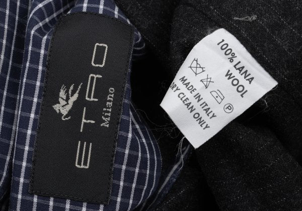 ETRO Wool Stripe Flap Pocket Shirt Charcoal Size 39