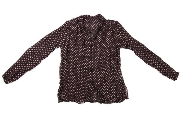 ISSEY MIYAKE FETE Wrinkle Pleat Dot China Blouse Pink Size 2