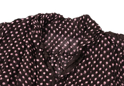 ISSEY MIYAKE FETE Wrinkle Pleat Dot China Blouse Pink Size 2