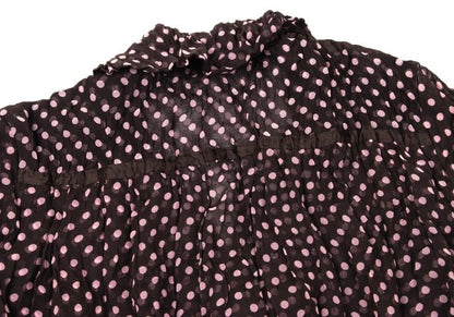 ISSEY MIYAKE FETE Wrinkle Pleat Dot China Blouse Pink Size 2