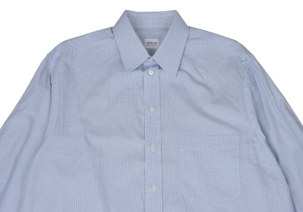 ARMANI COLLEZIONI Cotton Pin Check Long Shirt Blue Size 42