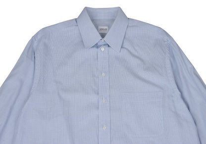 ARMANI COLLEZIONI Cotton Pin Check Long Shirt Blue Size 42