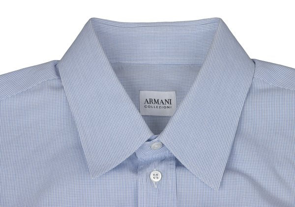 ARMANI COLLEZIONI Cotton Pin Check Long Shirt Blue Size 42