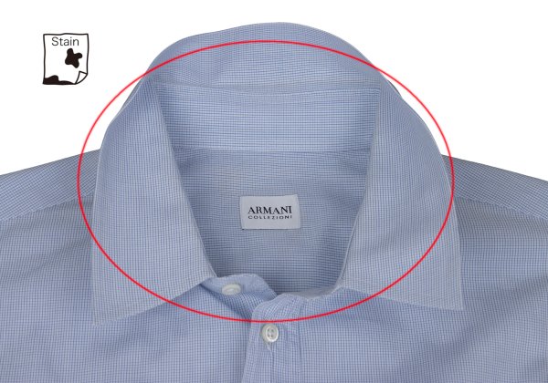 ARMANI COLLEZIONI Cotton Pin Check Long Shirt Blue Size 42