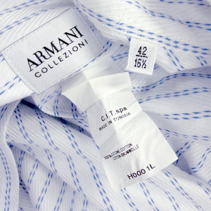ARMANI COLLEZIONI Stitch Stripe Woven Shirt White Size 42
