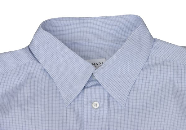 ARMANI COLLEZIONI Cotton Graph Check Shirt Blue Size 42