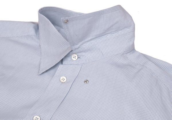 ARMANI COLLEZIONI Cotton Graph Check Shirt Blue Size 42