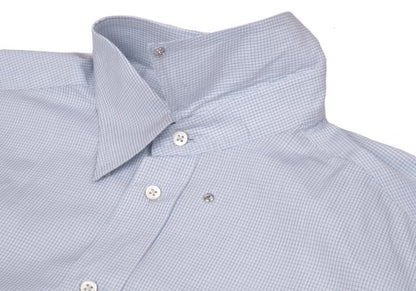 ARMANI COLLEZIONI Cotton Graph Check Shirt Blue Size 42