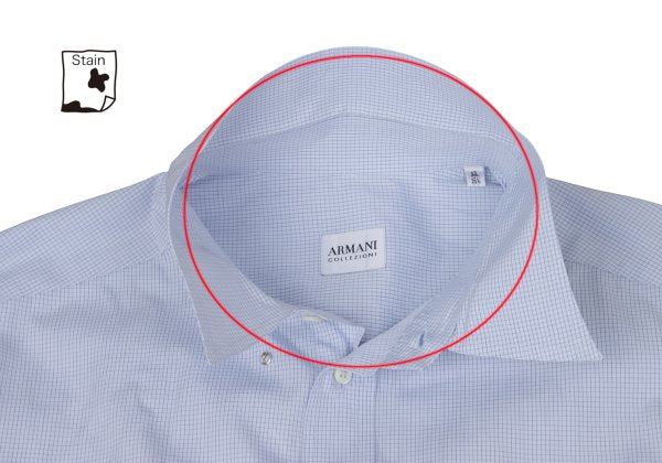 ARMANI COLLEZIONI Cotton Graph Check Shirt Blue Size 42