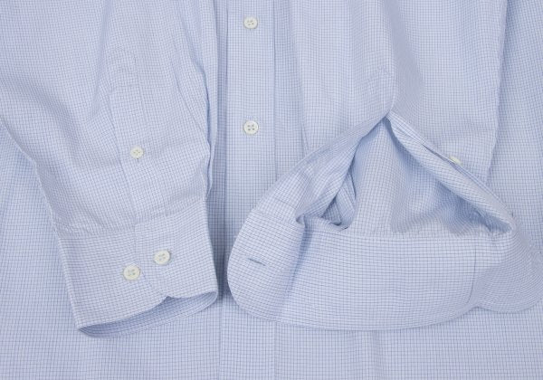ARMANI COLLEZIONI Cotton Graph Check Shirt Blue Size 42