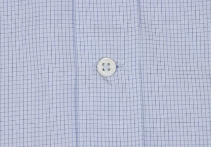ARMANI COLLEZIONI Cotton Graph Check Shirt Blue Size 42