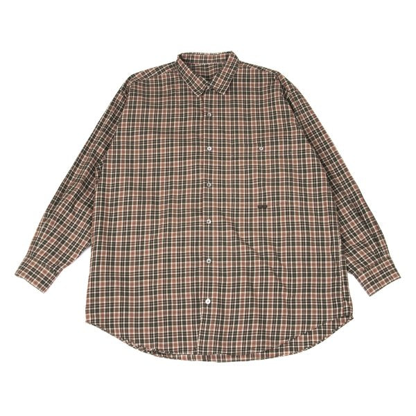 Papas Check Cotton Shirt Green Brown Size L