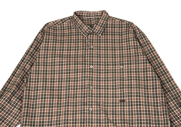 Papas Check Cotton Shirt Green Brown Size L