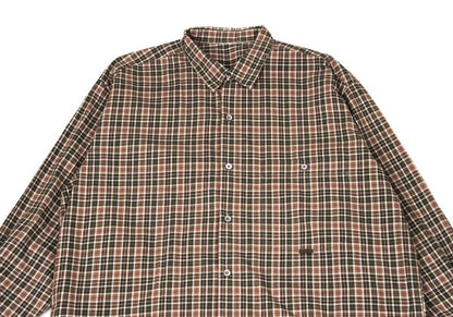 Papas Check Cotton Shirt Green Brown Size L