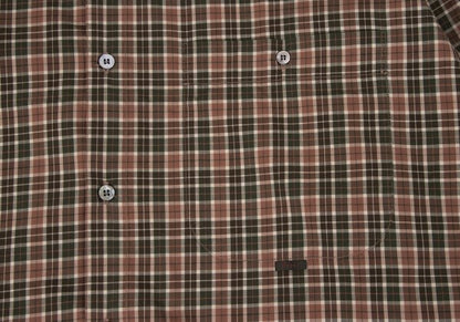 Papas Check Cotton Shirt Green Brown Size L
