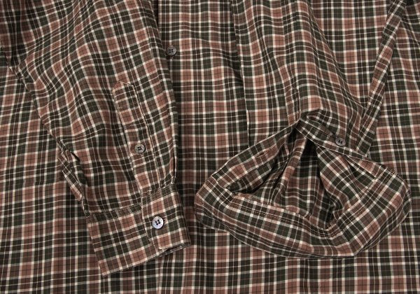 Papas Check Cotton Shirt Green Brown Size L