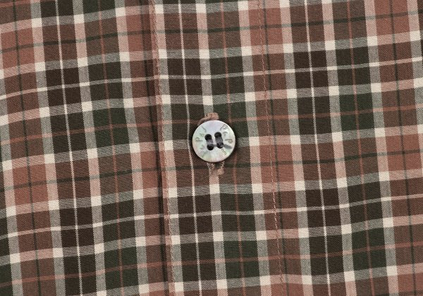 Papas Check Cotton Shirt Green Brown Size L