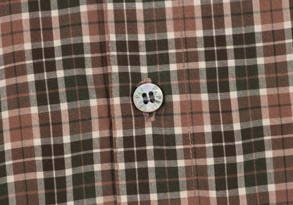 Papas Check Cotton Shirt Green Brown Size L