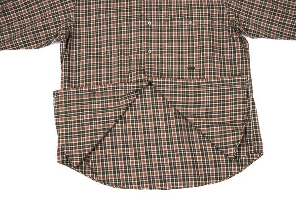 Papas Check Cotton Shirt Green Brown Size L