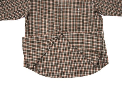 Papas Check Cotton Shirt Green Brown Size L