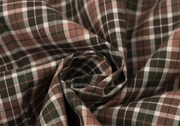 Papas Check Cotton Shirt Green Brown Size L