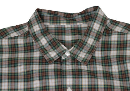 Papas Green Check Cotton Shirt Size L