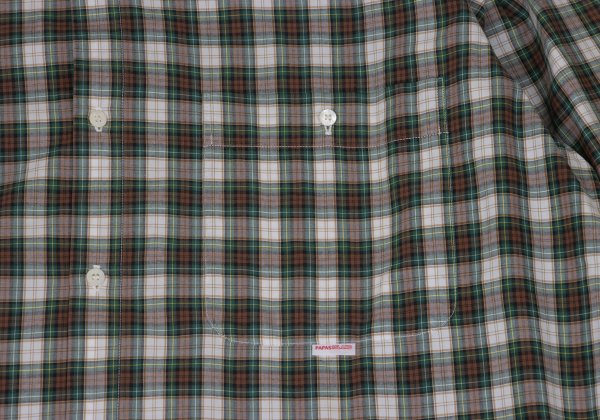 Papas Green Check Cotton Shirt Size L