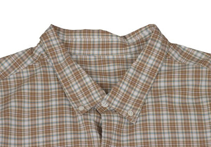 Papas Check Button Down Cotton Shirt Brown Multi Size L
