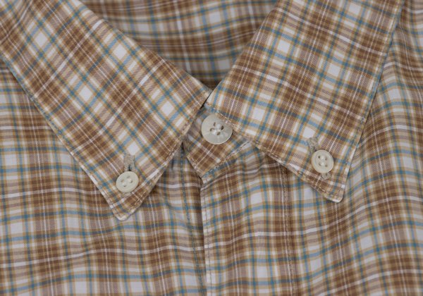 Papas Check Button Down Cotton Shirt Brown Multi Size L