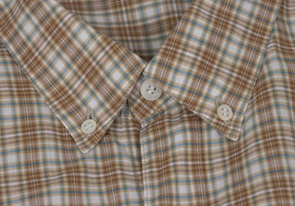 Papas Check Button Down Cotton Shirt Brown Multi Size L
