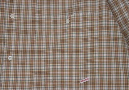 Papas Check Button Down Cotton Shirt Brown Multi Size L
