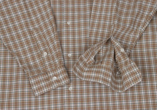 Papas Check Button Down Cotton Shirt Brown Multi Size L