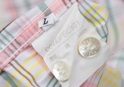Papas Check Cotton S/S Shirt White Multi Size L