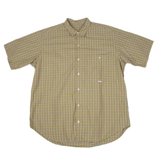 Papas Blue Plaid Cotton Short Sleeve Shirt Size L